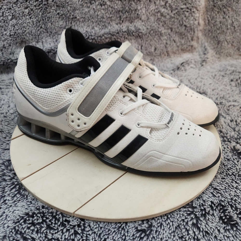 Adidas Adipower Weightlifting Shoes Men's Size 8 White/Black/Gray
